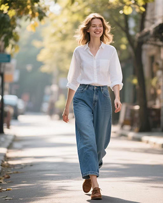 A beautiful woman on a walk.